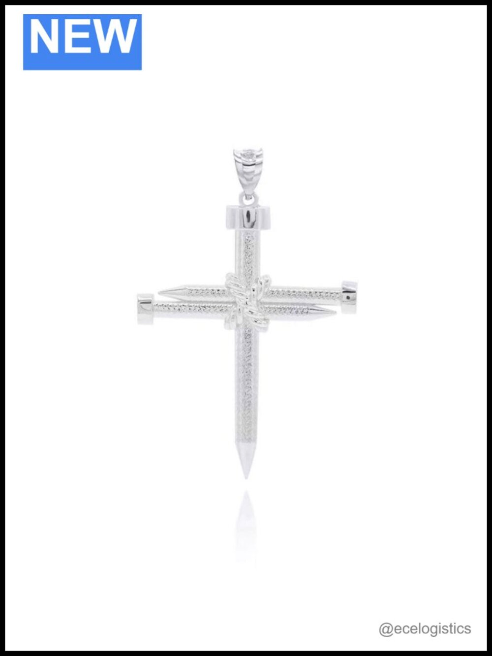 Knotted Nail Cross Pendant Necklace .925 Sterling Silver
